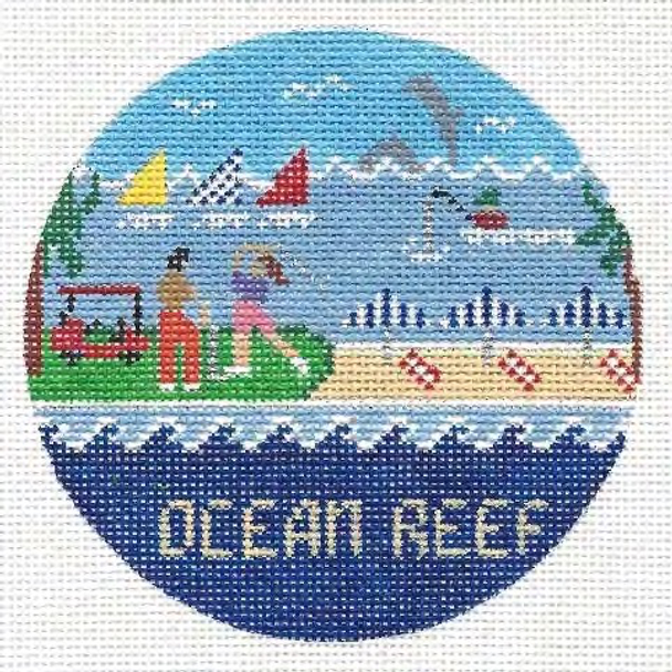 Ocean Reef Club Florida 4.25 x 4.25 18 Mesh Doolittle Stitchery R306