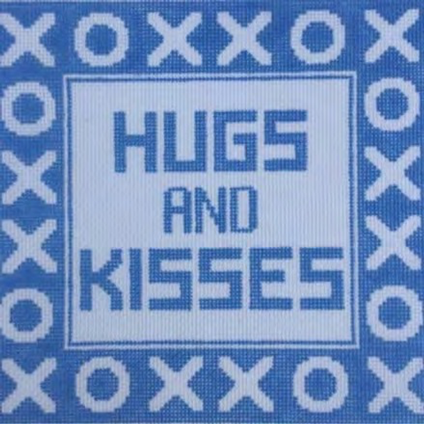 Pillow/Clutch Design  P110-B Hugs & Kisses  Blue 8.5 x 8.25 13 Mesh Doolittle Stitchery Designs