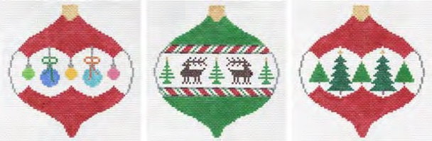 Ornament Christmas Reindeer O103 Shown Middle 4x 4 18 Mesh Doolittle Stitchery