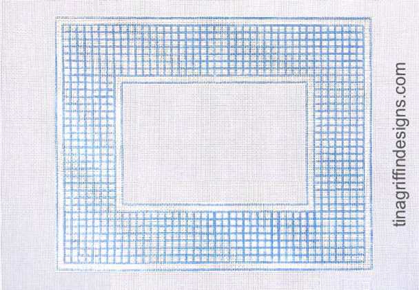 FR-001 Blue & White Check Frame 18 Mesh 10.25"w x 8.25"H Griffin Designs