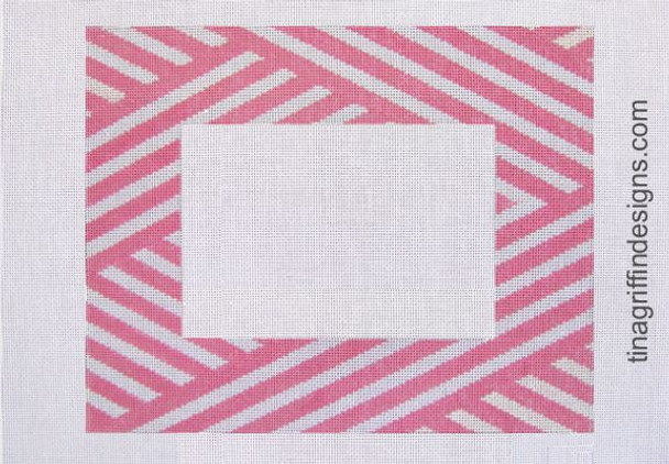 FR-004 Pink & White Stripe Frame 18 Mesh 10"w x 8"h Griffin Designs