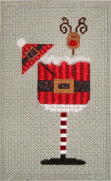 DRINK CHRISTMAS Santa 6” x 2.75” 18 Mesh Sew Much Fun