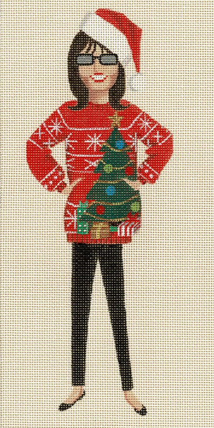 5064 - Merry Christmas 5" x 10" ~ 18 Mesh Ivory Leigh Designs Sassy Sally Canvas Only Inquire If Stitch Guide Is Available