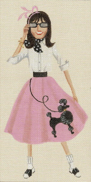 5067 - Rock 'n Roll 5" x 10" ~ 18 Mesh Ivory Leigh Designs Sassy Sally Canvas Only Inquire If Stitch Guide Is Available