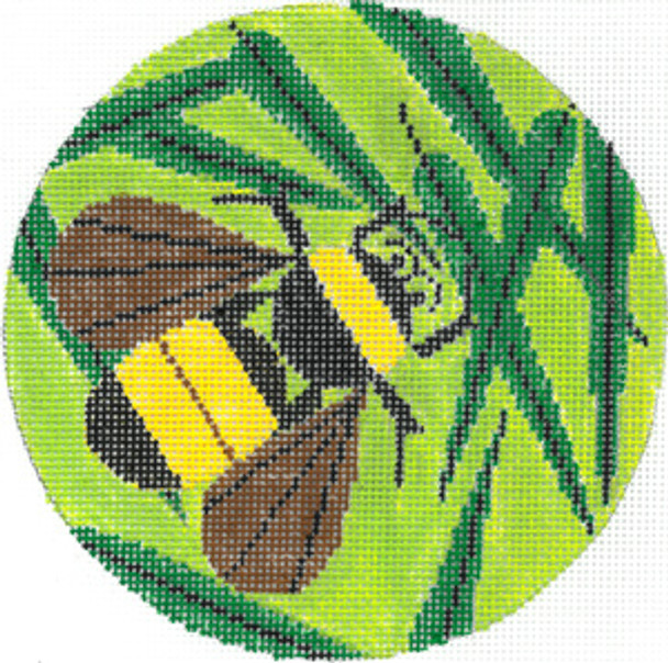 Ornament HC-O385 Bee Green Background Charley Harper  18 Mesh 5" Round