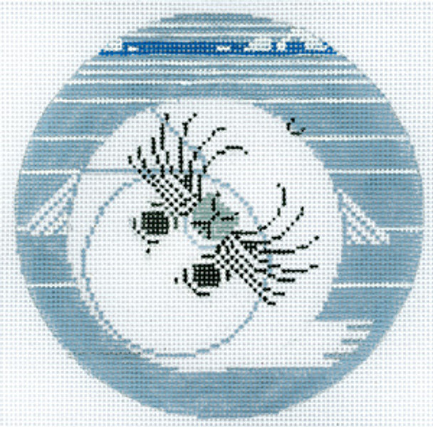 Ornament HC-O373 White Coat Seal Charley Harper 18 Mesh 5" Round