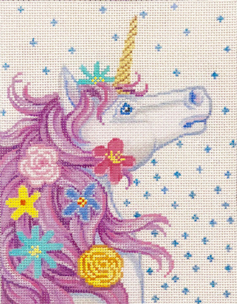 4045 Unicorn With Flowers Alice Peterson 13 Mesh 7 x 9