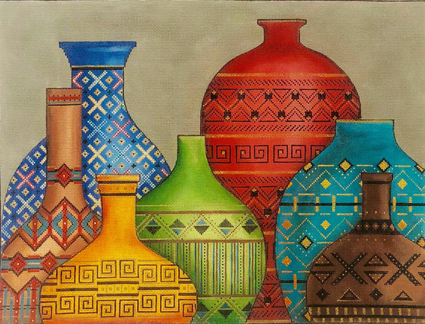 AP4043! Alice Peterson Designs Southwestern Pots 18 Mesh 16 x 12