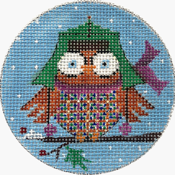 APX347 Owl With Green Hat Alice Peterson 13 Mesh 4 x 4