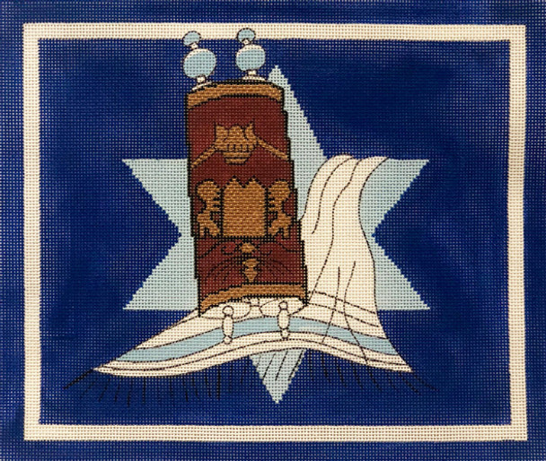 APEA137 Alice Peterson Designs Torah And Star On Navy  13 Mesh 13 x 11