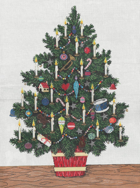 Shiny Brite Christmas Tree  22.5 x 29.5 14 Mesh Once In A Blue Moon By Sandra Gilmore 14-1081