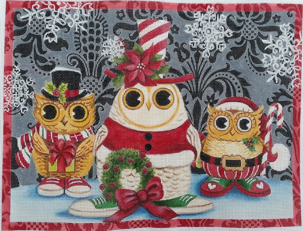 GA-14 Christmas Owls 13" x 10" 18 Mesh Love You More