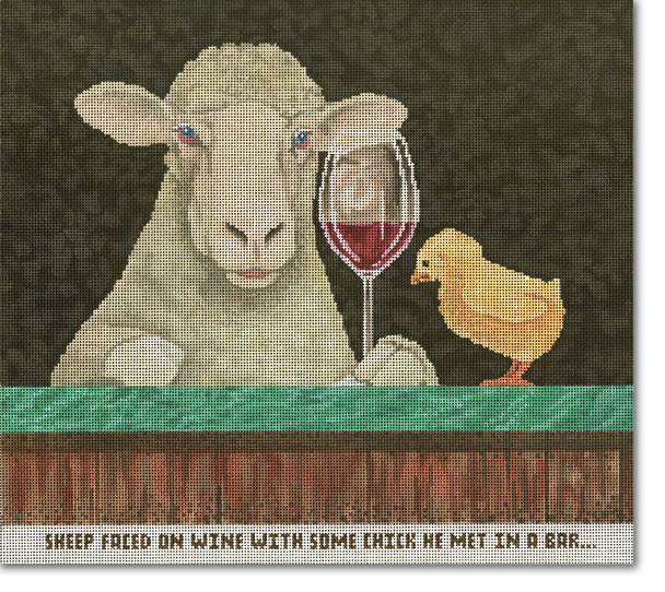 WB-PL 02 Sheep Faced at a Bar with Some Chick 12x10.75 18 Mesh Will Bullas