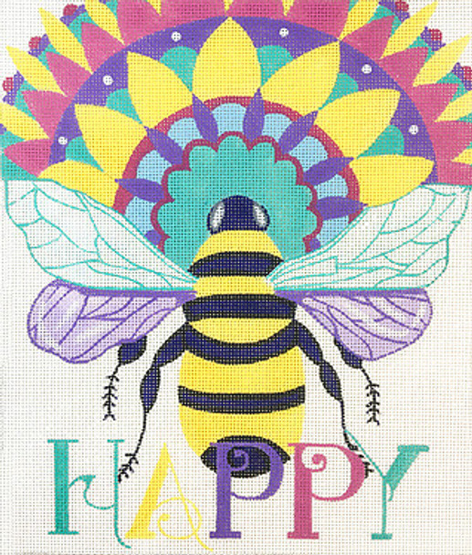 Daily Inspiration DI6 Bee Happy 11.75x13"  18 Mesh Oasis Needlepoint 