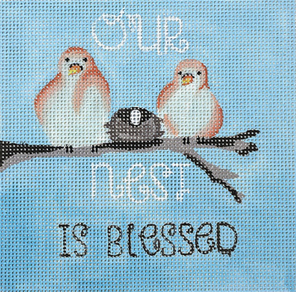 Animals/Birds/Thing Swim Y1 Our Nest Is Blessed 6 x 6  13 Mesh Oasis Needlepoint 