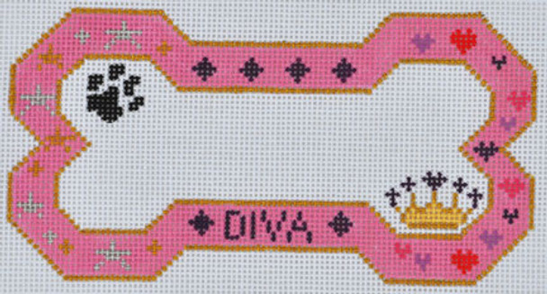 BP-23  BP DESIGNS Diva Bone Ornament 6 ½ x 3 ¾ 18 Mesh