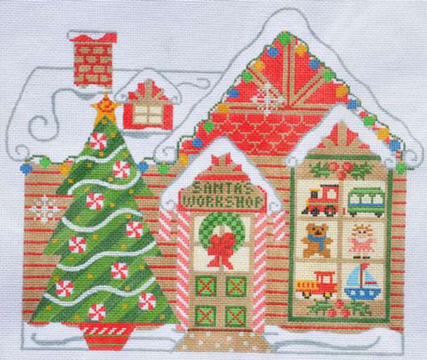 CH-149 Santa’s House  9 ¼ x 8 ½ 18 Mesh With Stitch Guide CH Designs