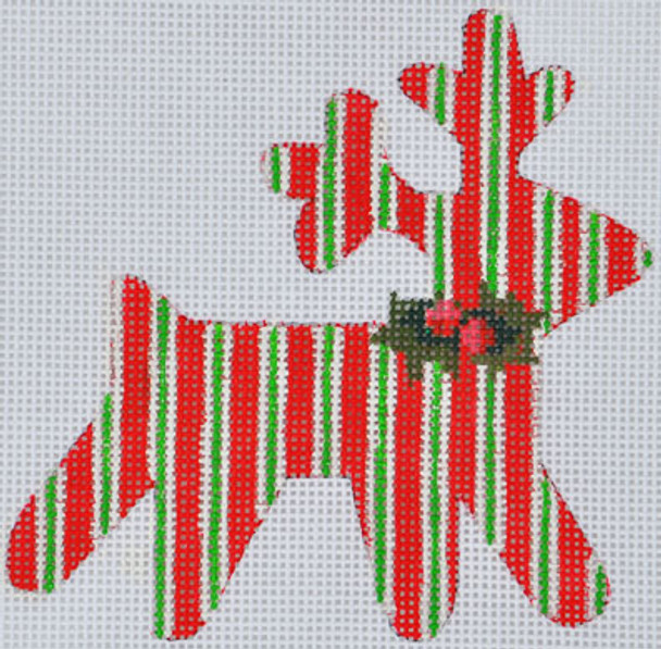 CH-401 Candy Cane Reindeer 4 x 4 18 Mesh CH Designs