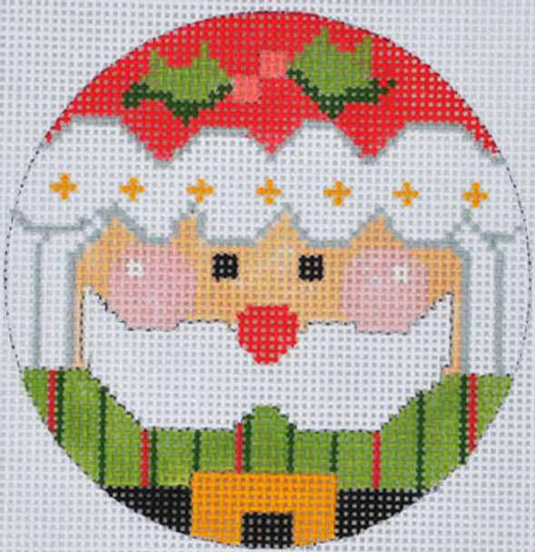 CH-406 Holly Santa Ornament 3 1⁄2 x 3 1⁄2 18 Mesh CH Designs