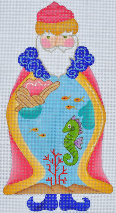 KS-07 Seahorse Santa  4x8 18 Mesh KATIE’S NEEDLEPOINT DESIGNS