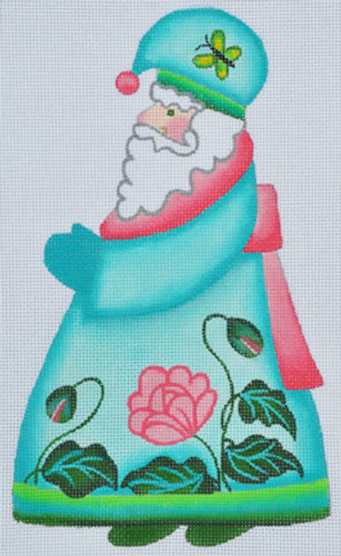 KS-08 Peony Santa  5 1⁄4x 8 3/4  18 Mesh KATIE’S NEEDLEPOINT DESIGNS