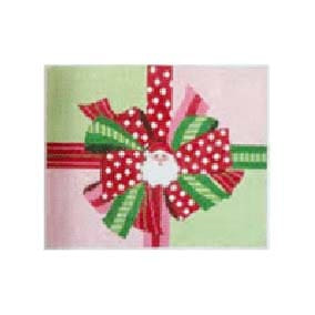 Christmas Larger Design C950 Santa Bow Package 8.25X 6.75 18 Mesh Shelly Tribbey Designs Ornament