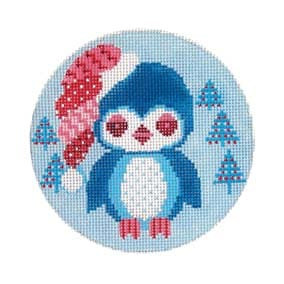 Christmas Ornament C261 Frosty Penguin 4"RD 18 Mesh Shelly Tribbey Designs