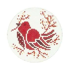 Christmas Ornament C452 Winter Bird 4"RD 18 Mesh Shelly Tribbey Designs