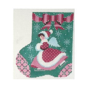Christmas Mini-Sock C994 Skating Holiday Angel 4X5 18 Mesh Shelly Tribbey Designs
