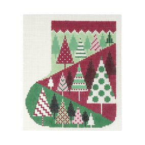 Christmas Mini-Sock C995 Holiday Patterned Trees 4X5 18 Mesh Shelly Tribbey Designs