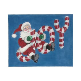 Christmas Larger Design C377 Santa's "Joy" Ride 8.5X7.75 18 Mesh Shelly Tribbey Designs