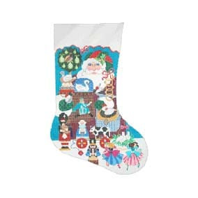 Christmas Stocking 22” Tall CS750 Twelve Days Of Christmas Santa Shelly Tribbey Designs 18 Mesh