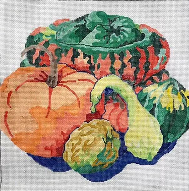 11w Farmers Market Squash Medley14" sq.. 13 mesh  Jean Smith Designs