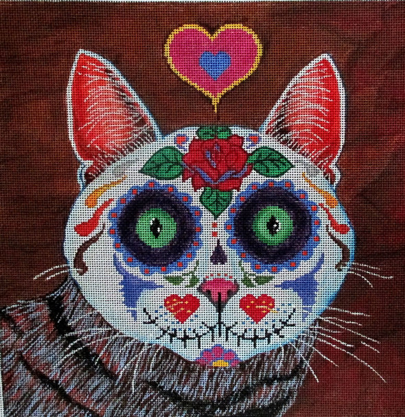 TC-6 Calaca Kitty (Tabby) 10x10	18 Mesh Tapestry Fair TIMOTHY CHAPMAN DESIGNS