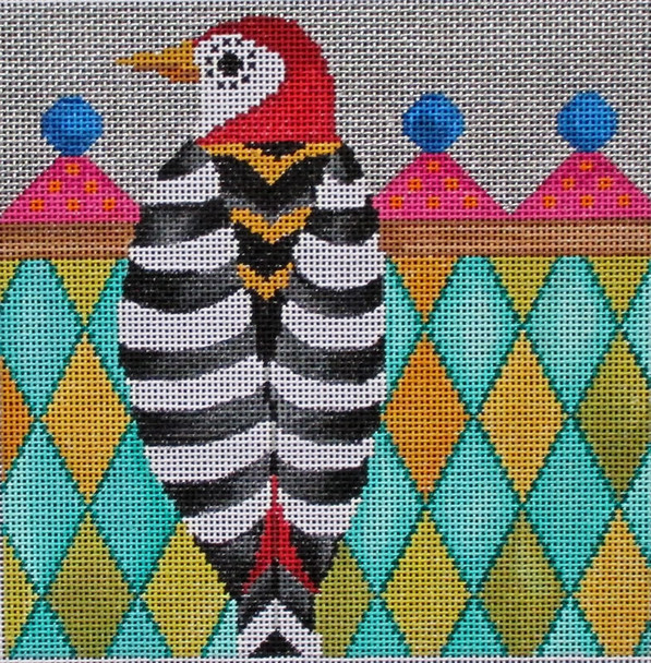 PS-11 A Red Bellied Woodpecker 6 x 6 18 grey Mesh Tapestry Fair PAT SCHEURICH DESIGNS