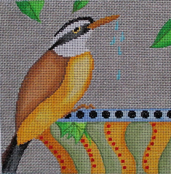 PS-11 B Great Kiskadee 6 x 6 18 grey Mesh Tapestry Fair PAT SCHEURICH DESIGNS