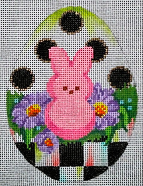 1093 Black & White Egg-Pink Peep Bunny	5"h	 18 Mesh With Stitch Guide Tapestry Fair