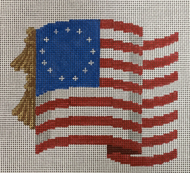 LL462E	Patriotic Ornaments - Flag 5x4.5  18 Mesh Labors Of Love