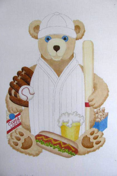 1060 Baseball Bear - no logo 12 x 16  #18 Mesh  Jane Nichols Needlepoint