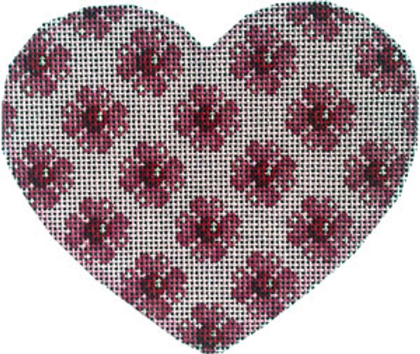 HE-1007 Heart Flower Repeat Lg. Heart 4.75x4 18 Mesh Associated Talents 