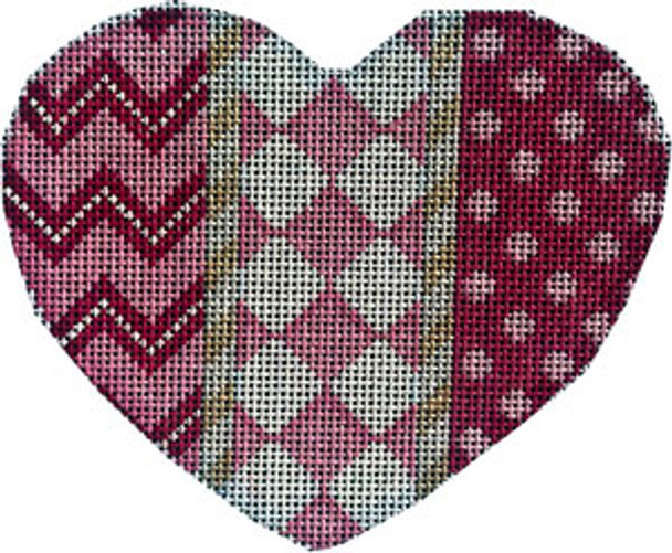 HE-1008 Chevron/Harlequin/Dots Lg. Heart 4.75x4 18 Mesh Associated Talents 