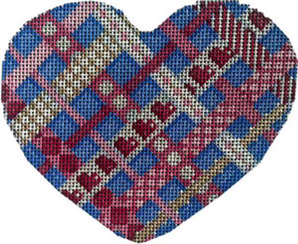 HE-1009 Woven Ribbon Lg. Heart 4.75x4 18 Mesh Associated Talents 