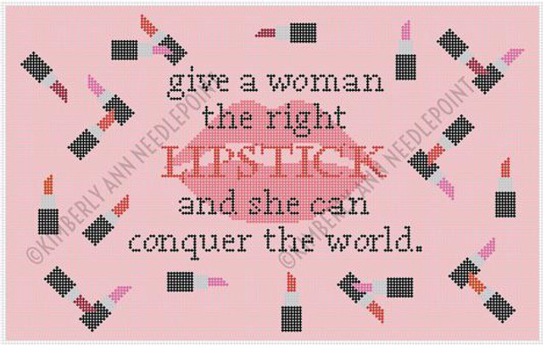 MBB-01 GIVE A GIRL THE RIGHT LIPSTICK… 8.75"X 13.75" 13 Mesh KIMBERLY ANN NEEDLEPOINT!