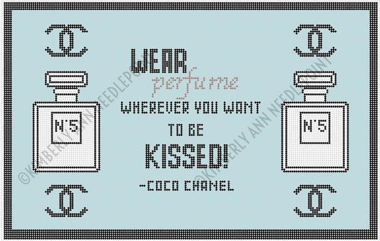 MBB-17B WEAR PERFUME…CHANEL, BLUE 8.75"X 13.75" 13 Mesh KIMBERLY ANN NEEDLEPOINT!