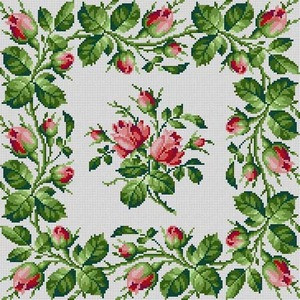 G-437 Rose Border 12 Mesh 151⁄2 x 151⁄2 Treglown Designs