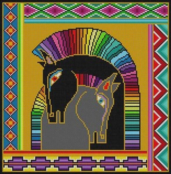 G-414 Colorful Horses 12 Mesh 131⁄2 x 131⁄2 Treglown Designs