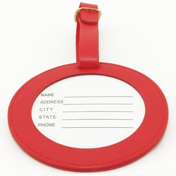 Smooth Red BAG21R Lee's Needle Arts Leather ID Tag 4in. Round