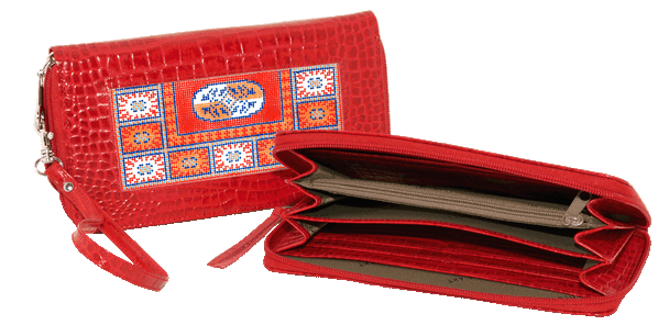 BAG27AR Lee's Needle Arts Wallet, Zip-Top, Alligator Red  W8in. x H4.5in.