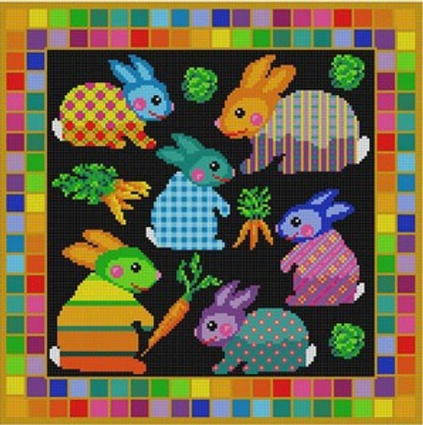 G-572 Colorful Bunnies 12 Mesh 14 x 14 Treglown Designs