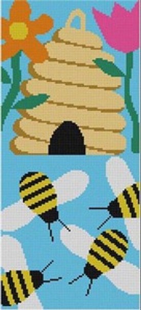 LP-187 Bees & Beehive 10 Mesh 8 x 18 Linda Pietz